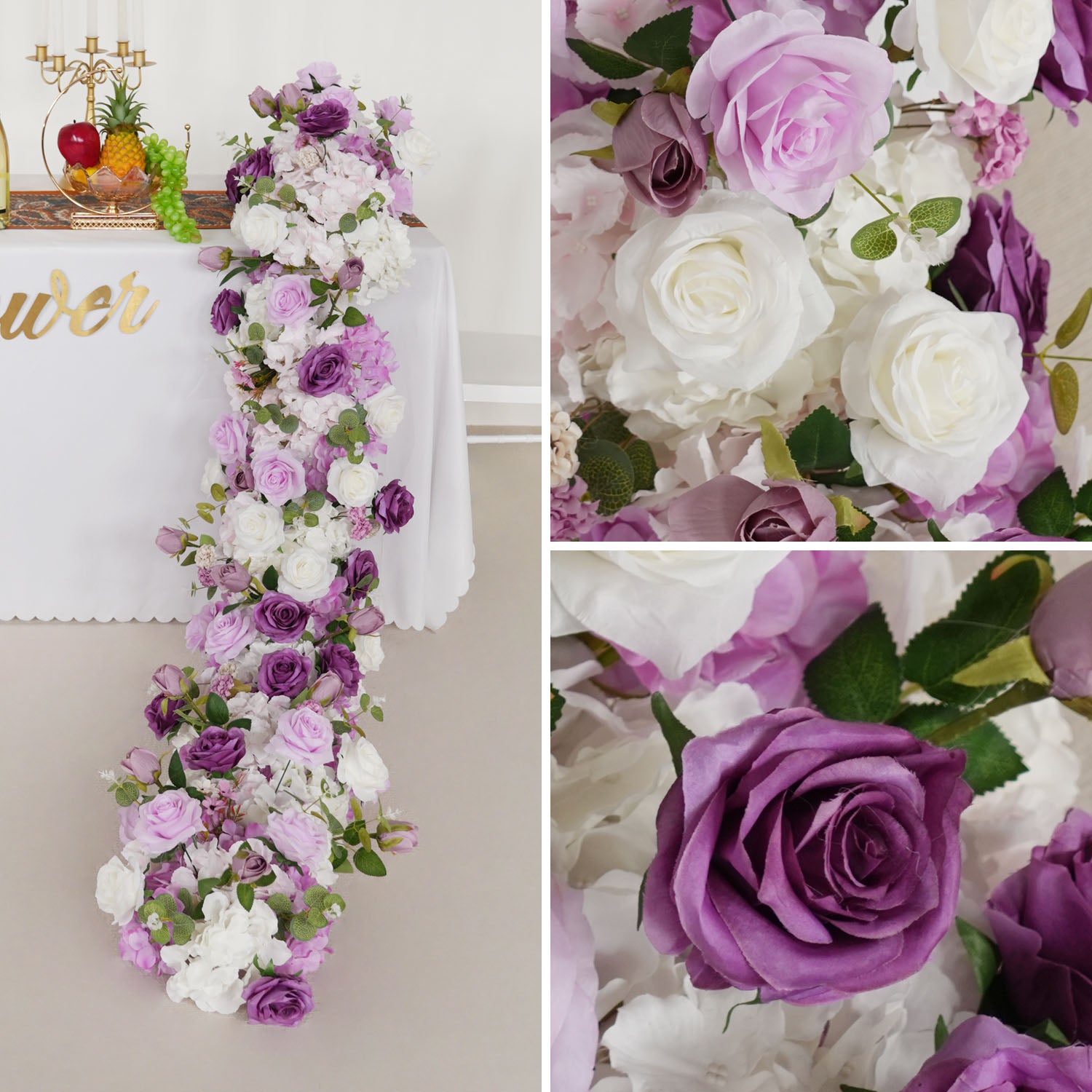 Uflower Artificial Flower Row Sofa Table Runner Floor Flower Arrangement